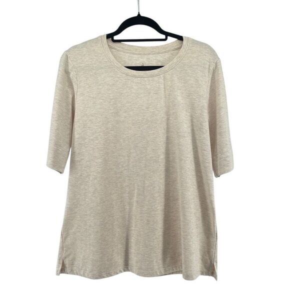 Cuddl Duds Women’s Creme Cotton Classic Elbow Sleeve Knit Top Medium - Picture 1 of 11